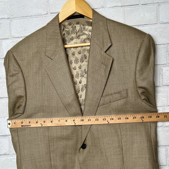 Calvin Klein Men's 40R Wool Silk Blazer 2 Button Jacket Tan Khaki Sportcoat EUC! - Picture 4 of 8